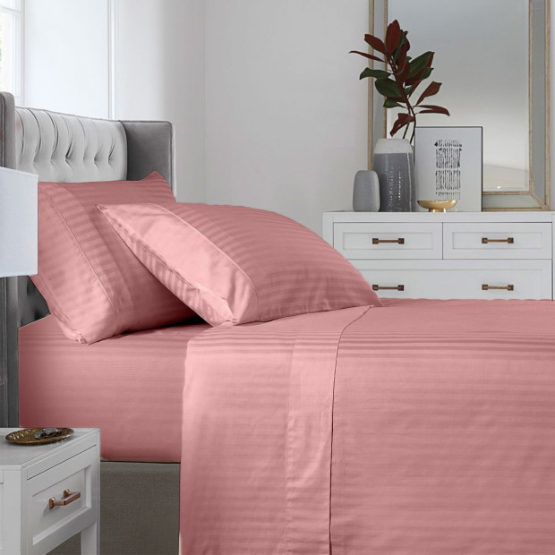 1200 Thread Count 100% Egyptian Cotton Sheet Set - King - Desert Rose Image 2