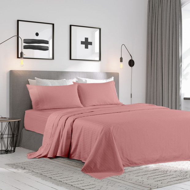 1200 Thread Count 100% Egyptian Cotton Sheet Set - King - Desert Rose Image 3