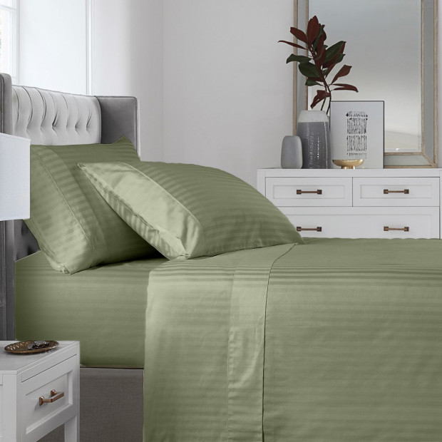 1200 Thread Count 100% Egyptian Cotton Sheet Set Queen - Olive Image 3