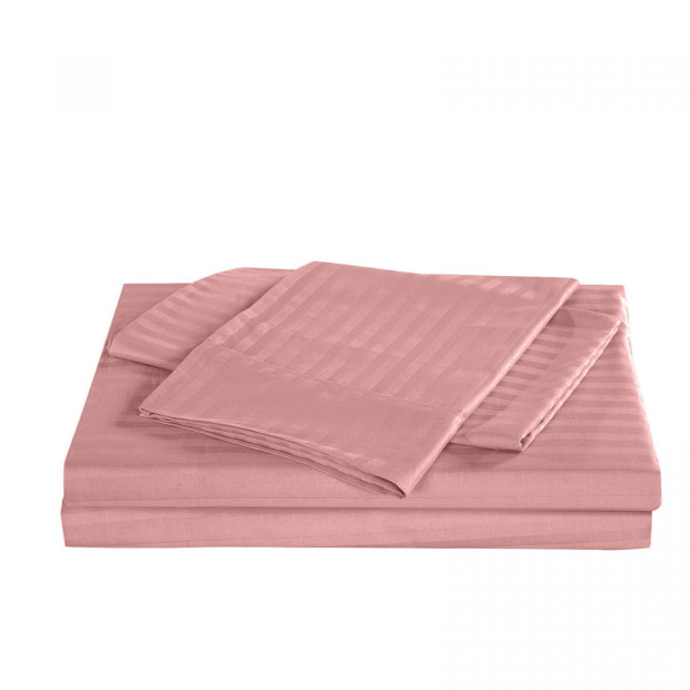 1200 Thread Count 100% Cotton Stripe Quilt Cover Set King Desert Rose Image 6