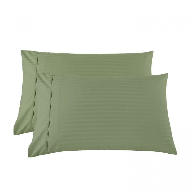 1200 Thread Count 100% Cotton Stripe Quilt Cover Set - King - Olive Image 5