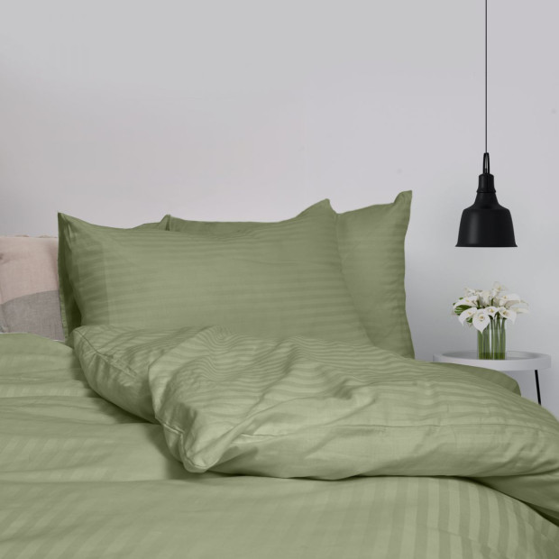 1200 Thread Count 100% Cotton Quilt Cover Set - Super King - Olive Image 4
