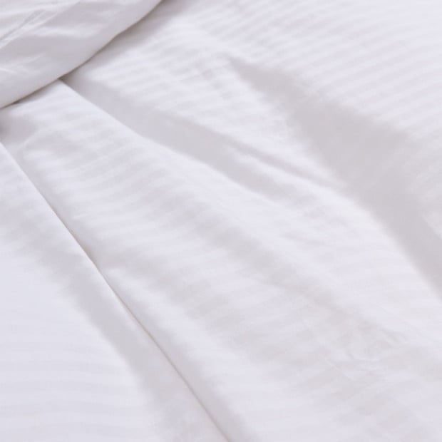 1200 Thread Count 100% Cotton Stripe Quilt Cover Set - King - White Image 2