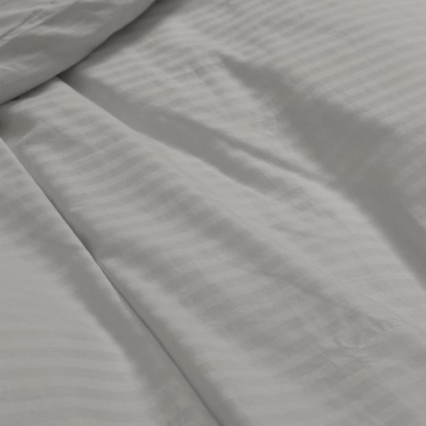 1200 Thread Count 100% Cotton Stripe Quilt Cover Set - King - Grey Image 3