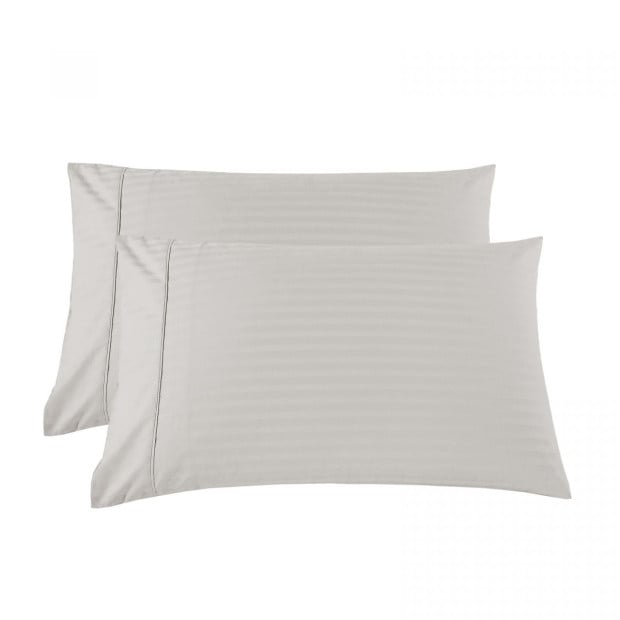 1200 Thread Count 100% Cotton Stripe Quilt Cover Set - King - Grey Image 5