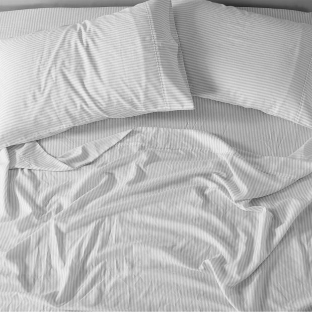 Striped Flax Linen Blend Quilt Cover Set - Queen - Grey Image 5