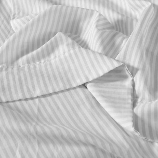 Striped Flax Linen Blend Quilt Cover Set - Queen - Grey Image 9