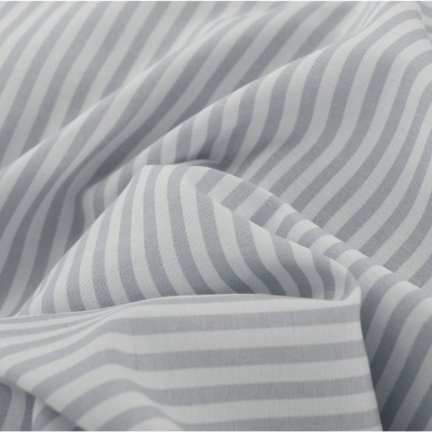 Striped Flax Linen Blend Quilt Cover Set Bedding - King - Grey Image 6