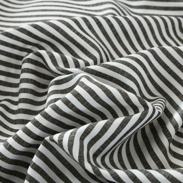 Striped Flax Linen Blend Quilt Cover Set Bedding - King - Charcoal Image 6