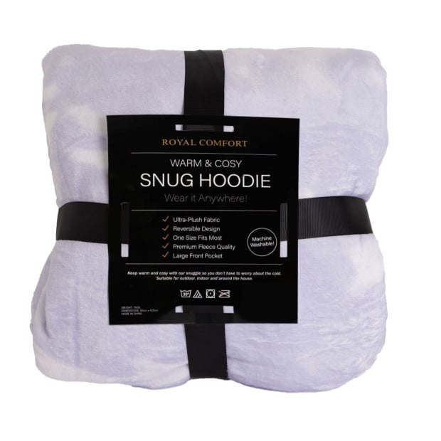 Premium Snug Hoodie Nightwear Soft Reversible Fleece 750GSM - Purple Image 5