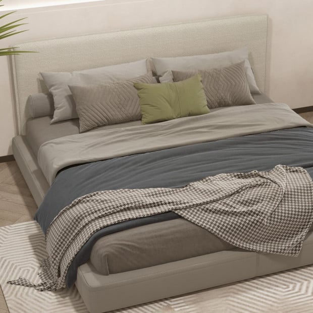 Gia Boucle Bedhead Headboard Upholstered Luxury Cushioned White Queen Image 11