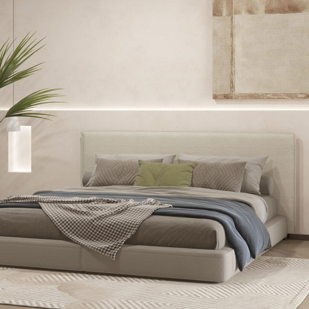 Gia Boucle Bedhead Headboard Upholstered Luxury Cushioned White Queen Image 12