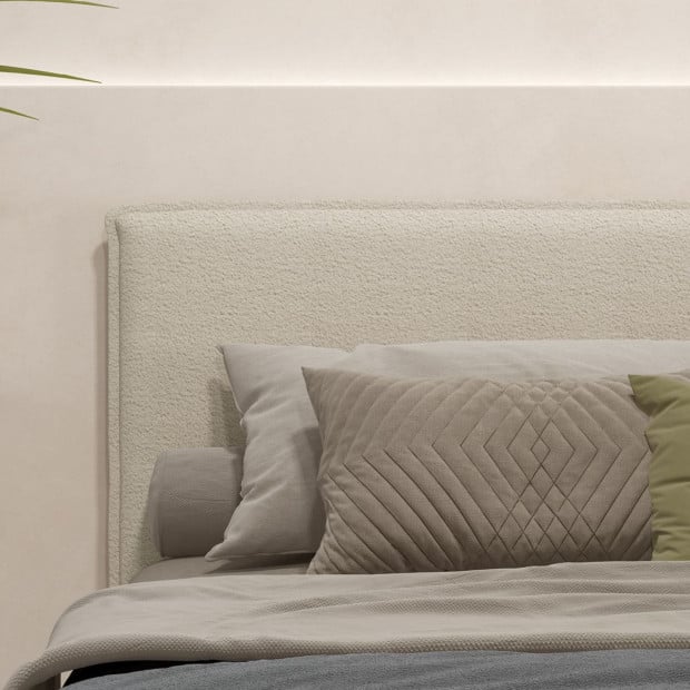 Gia Boucle Bedhead Headboard Upholstered Luxury Cushioned White Queen Image 8