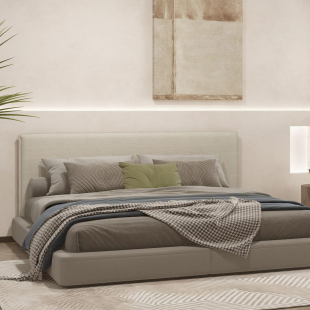 Gia Boucle Bedhead Headboard Upholstered Luxury Cushioned White Queen Image 5