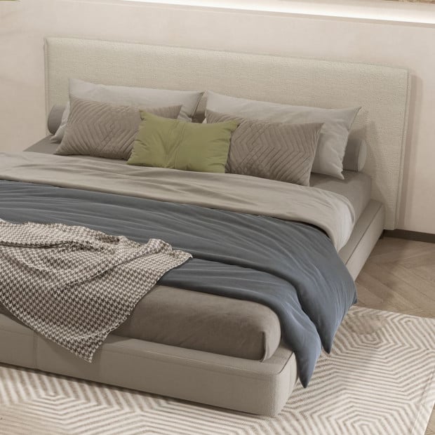 Gia Boucle Bedhead Headboard Upholstered Luxury Cushioned White Queen Image 7