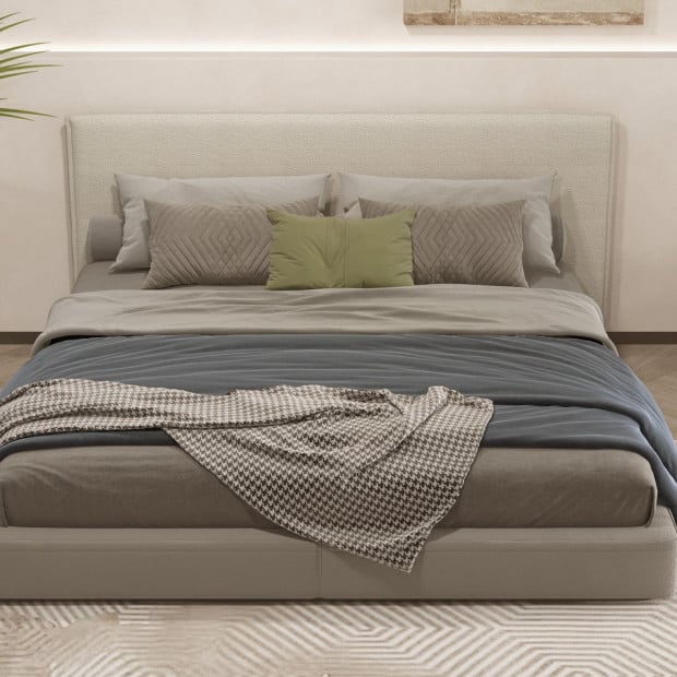 Gia Boucle Bedhead Headboard Upholstered Luxury Cushioned White - King Image 10