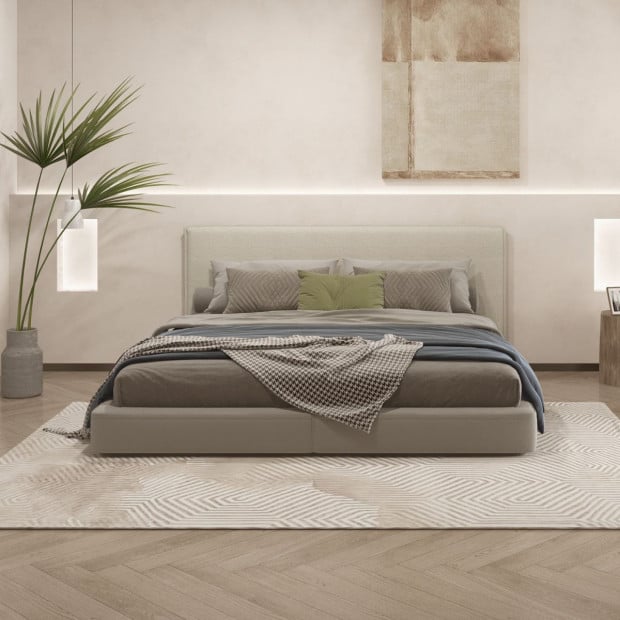 Gia Boucle Bedhead Headboard Upholstered Luxury Cushioned White - King Image 2