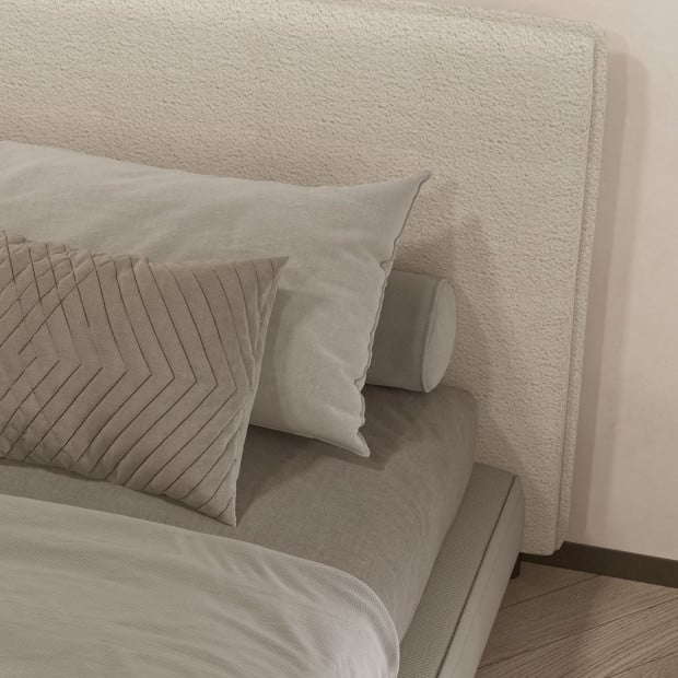 Gia Boucle Bedhead Headboard Upholstered Luxury Cushioned White - King Image 8