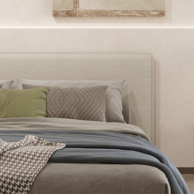 Gia Boucle Bedhead Headboard Upholstered Luxury Cushioned White - King Image 9