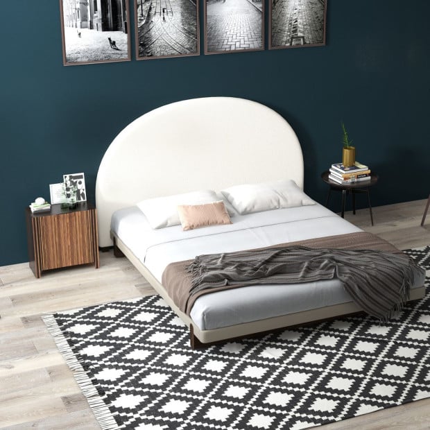 Ariana Curved Boucle Bedhead Headboard Cushioned White King Image 8