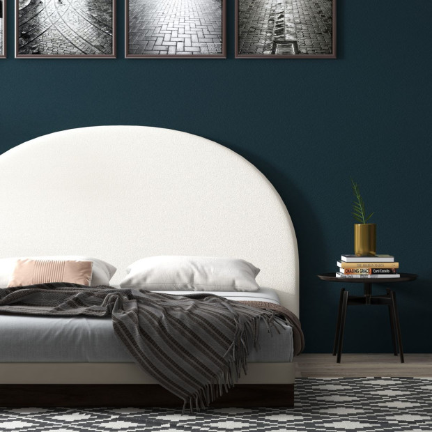 Ariana Curved Boucle Bedhead Headboard Cushioned White King Image 9
