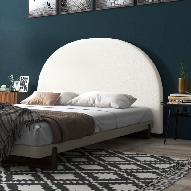 Ariana Curved Boucle Bedhead Headboard Cushioned White King Image 3