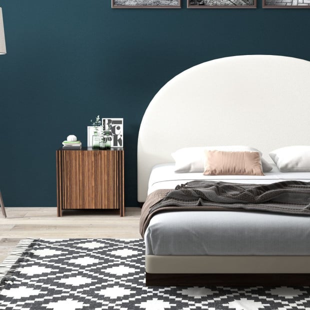 Ariana Curved Boucle Bedhead Headboard Cushioned White King Image 4