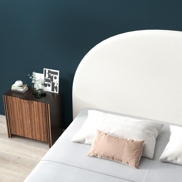Ariana Curved Boucle Bedhead Headboard Cushioned White King Image 5