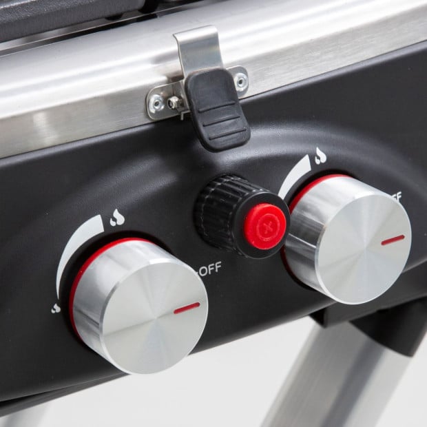 Outdoors BBQ Mate Premium Portable Gas Grill LPG Twin Grill Black Image 12