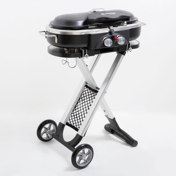 Outdoors BBQ Mate Premium Portable Gas Grill LPG Twin Grill Black Image 2