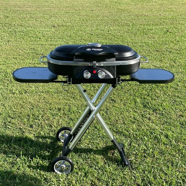 Outdoors BBQ Mate Premium Portable Gas Grill LPG Twin Grill Black Image 7