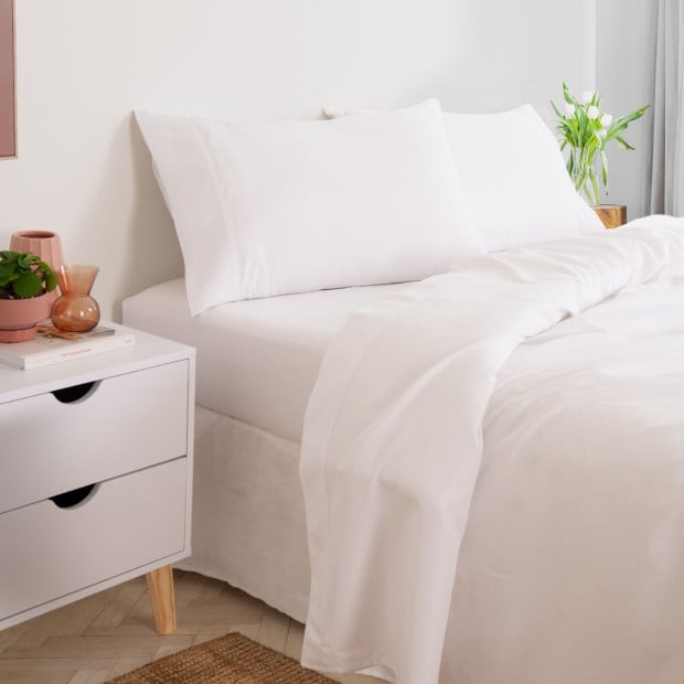 3000TC Bamboo Cooling Sheet Set Ultra Soft Bedding - Queen - White Image 3
