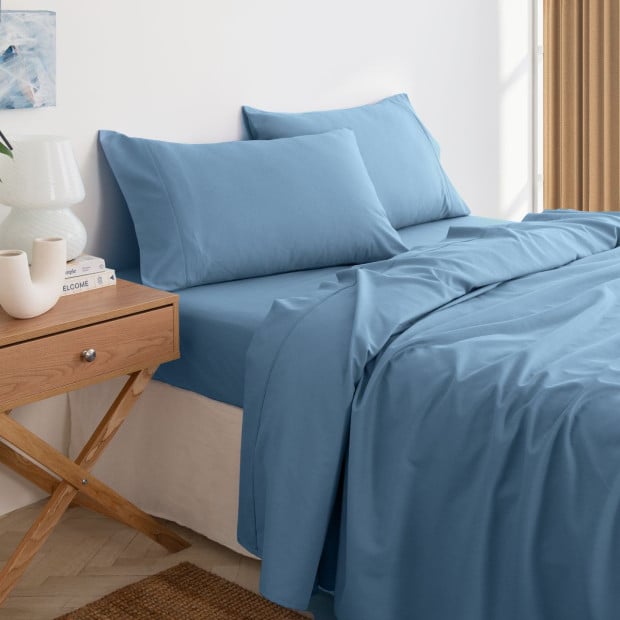 3000TC Bamboo Cooling Sheet Set Ultra Soft Bedding Queen - Denim Image 3