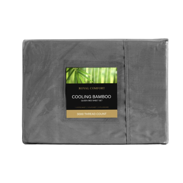3000TC Bamboo Cooling Sheet Set Ultra Soft Bedding - Queen - Charcoal Image 11