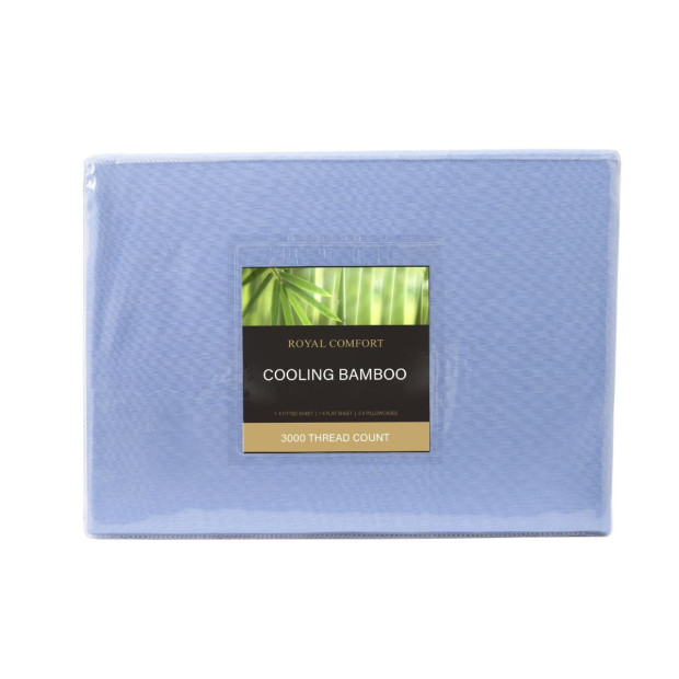 3000TC Bamboo Cooling Sheet Set Ultra Soft Bedding - King - Light Blue Image 11