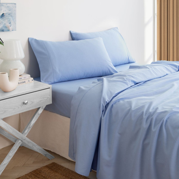 3000TC Bamboo Cooling Sheet Set Ultra Soft Bedding - King - Light Blue Image 3