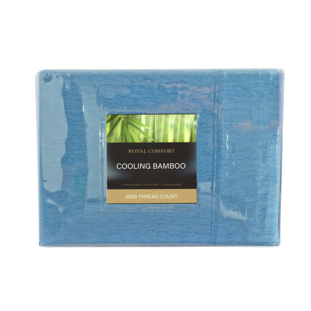 3000TC Bamboo Cooling Sheet Set Ultra Soft Bedding - King - Denim Image 11
