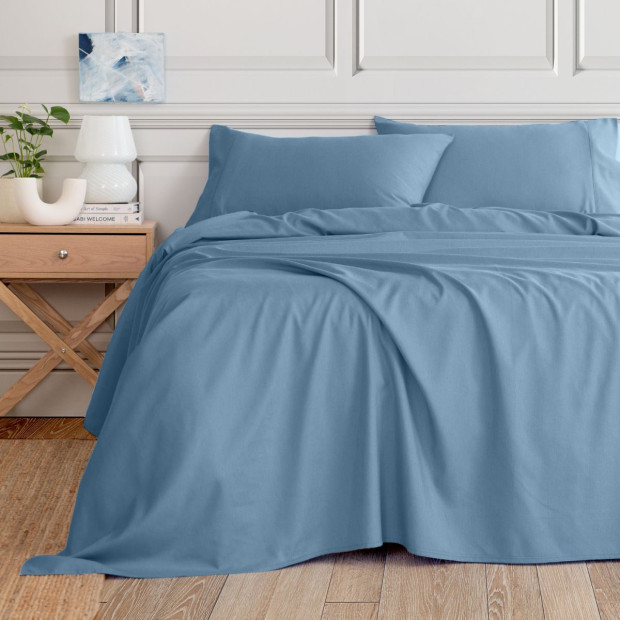 3000TC Bamboo Cooling Sheet Set Ultra Soft Bedding - King - Denim Image 2