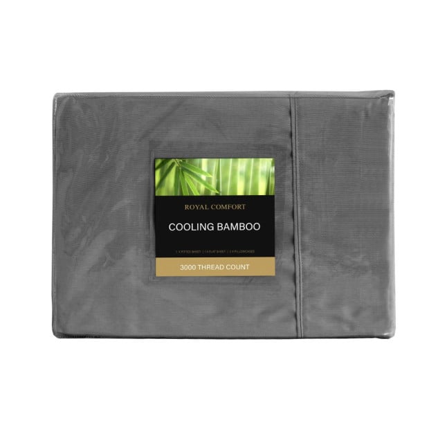 3000TC Bamboo Cooling Sheet Set Ultra Soft Bedding - King - Charcoal Image 11