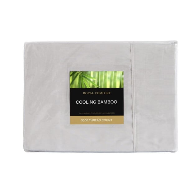 3000TC Bamboo Cooling Sheet Set Ultra Soft Bedding - King - Mid Grey Image 11