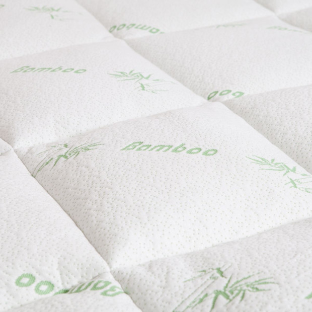 1000GSM Luxury Bamboo Covered Mattress Topper Ball Fibre- Single White Image 9