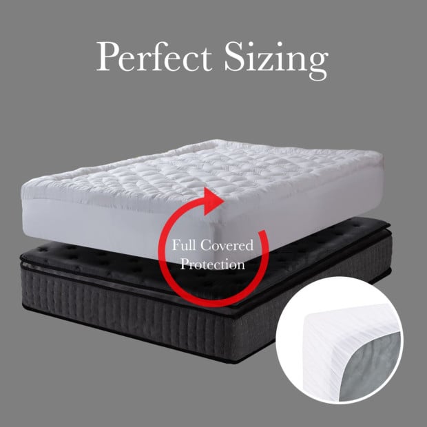 1200GSM Deluxe 7-Zone Mattress Topper Gusset Breathable Queen White Image 5