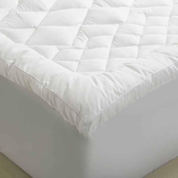 1200GSM Deluxe 7-Zone Mattress Topper Gusset Breathable Queen White Image 8