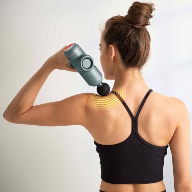 LED Touch Screen POWER-X Vibration Therapy Device Massage Gun Grey Image 4