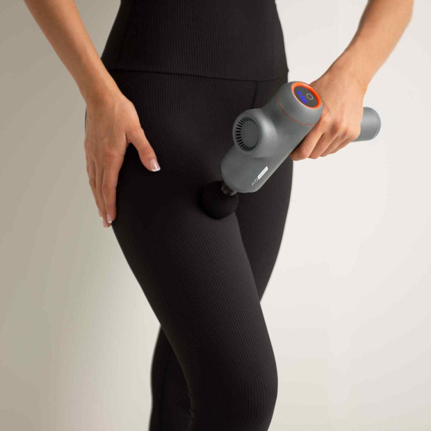 LED Touch Screen POWER-X Vibration Therapy Device Massage Gun Grey Image 9