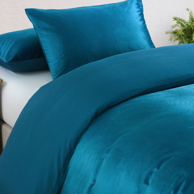 Velvet Quilt Cover Set Super Soft Luxurious Warmth Queen - Navy Image 4