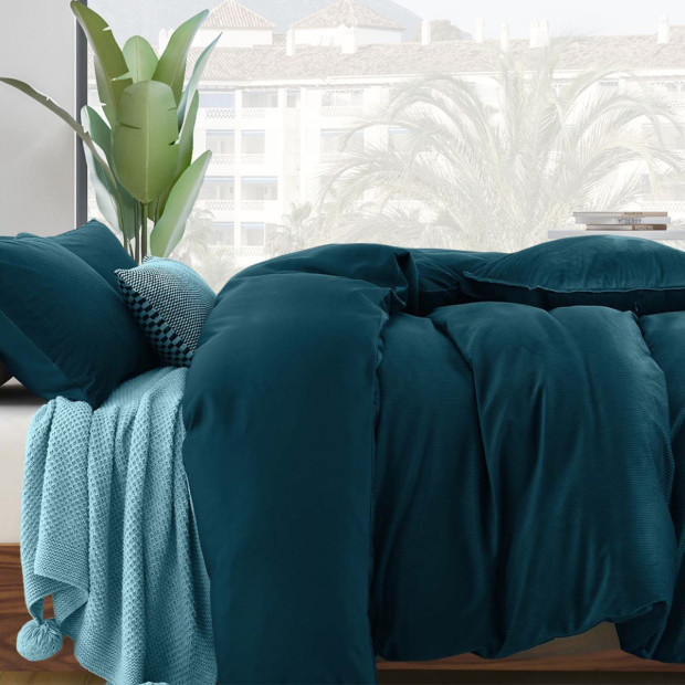 Velvet Corduroy Quilt Cover Set Super Soft Warmth - Queen Forest Green Image 3