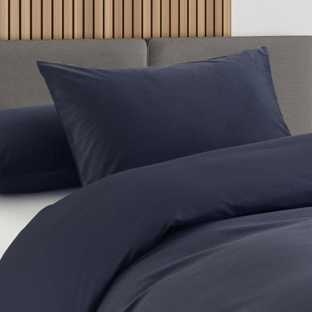 Velvet Corduroy Quilt Cover Set Super Soft Warmth - Queen - Navy Image 3