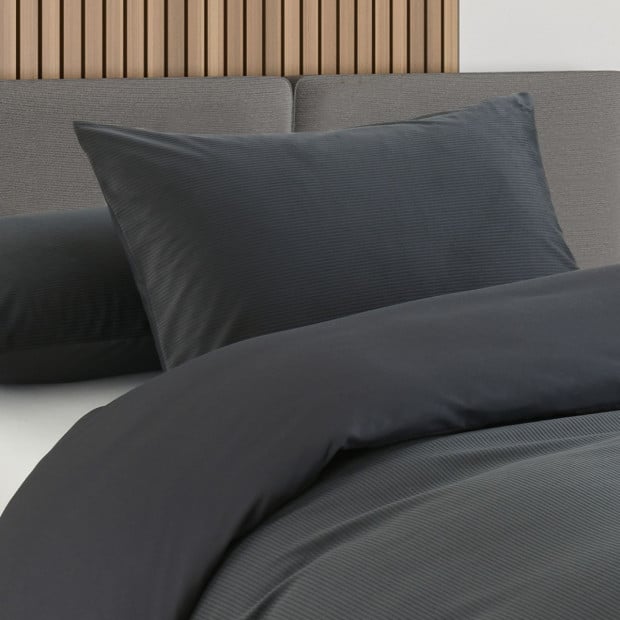 Velvet Corduroy Quilt Cover Set Soft Luxurious Warmth Queen Charcoal Image 4