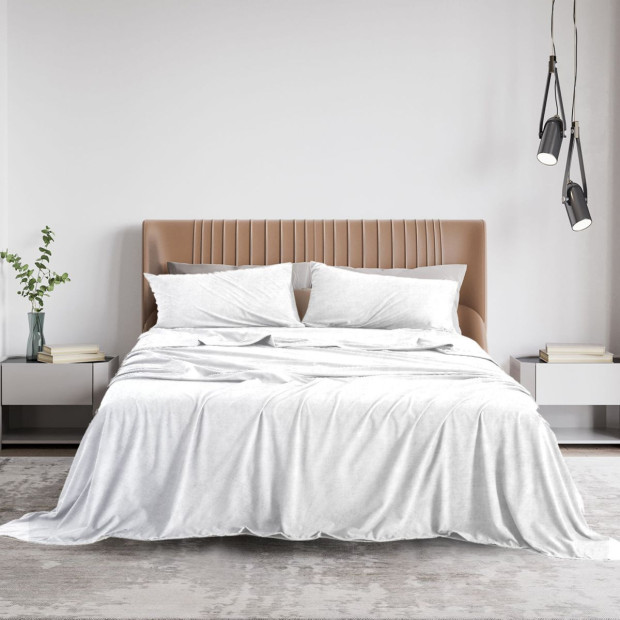 Polar Fleece Flannel Sheet Set Cozy - Double - White Image 2
